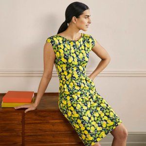 BODEN Florrie Jersey Above Knee Dress Lemon Print Size 10 R